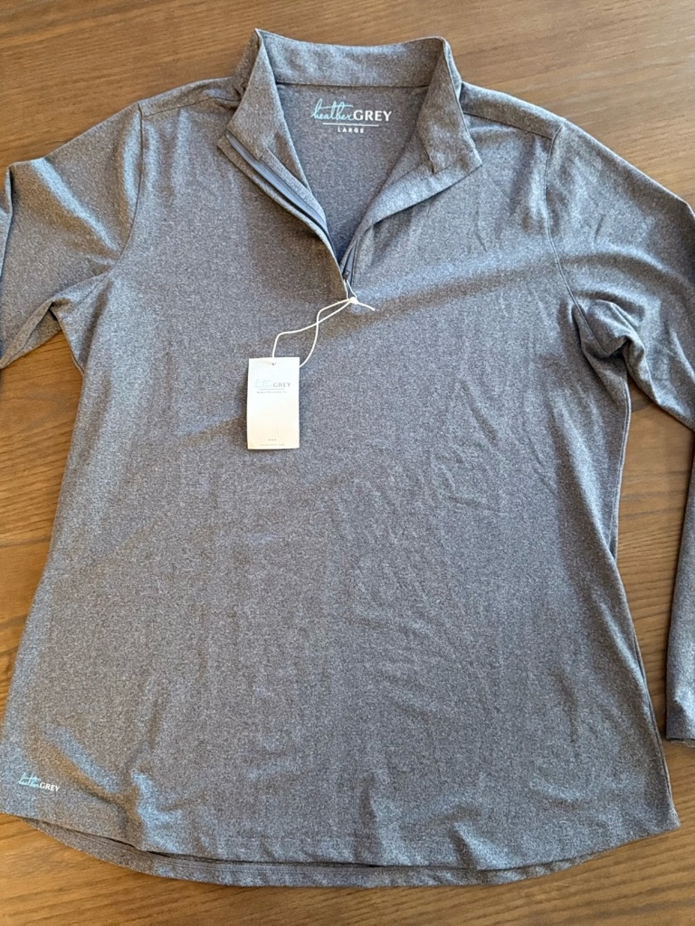 Haus of Grey, Heather Grey Long-Sleeve Quarter-Zip Performance Activewear **New